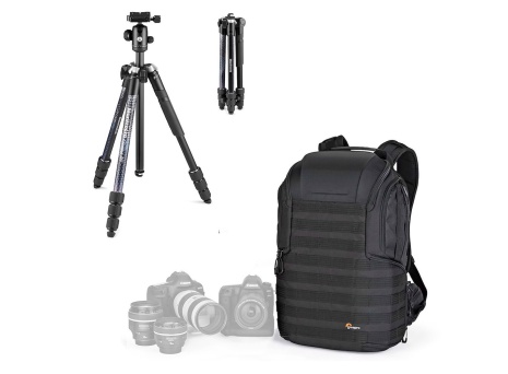 Manfrotto Element MII Camera Travel Tripod Kit,Protactic 450 Backpack  MKELMII4BK-BH-A