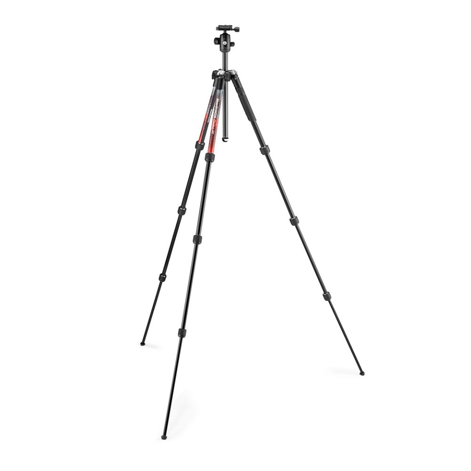 Photo tripod Manfrotto Element MII Mobile BT Alu red MKELMII4RMB BH fully open